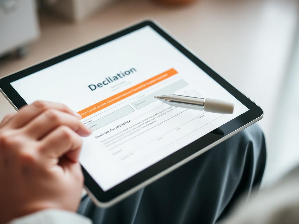 Guest completing a digital medical declaration on tablet