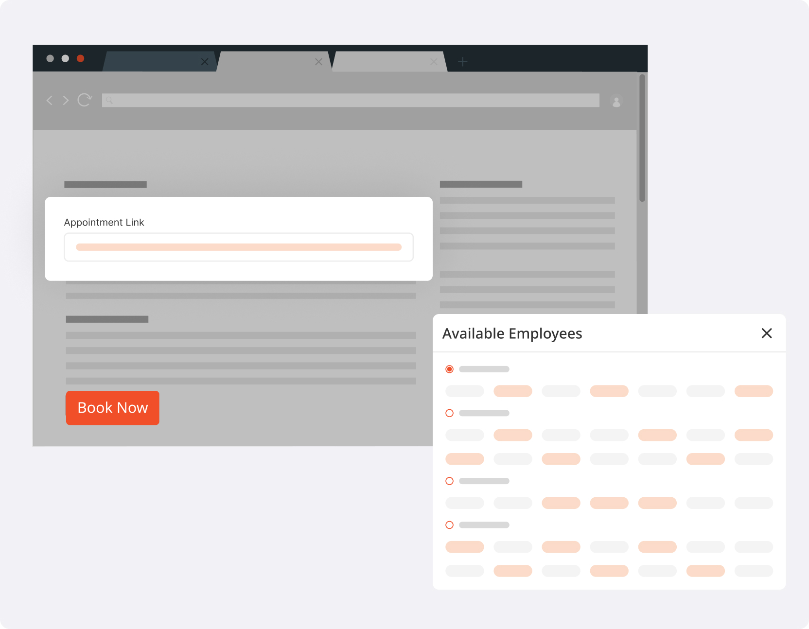 Show your employees availability on your website 