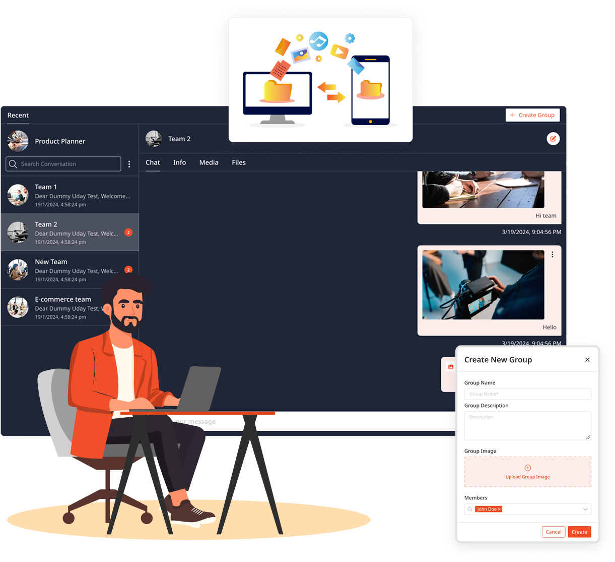 Illustration - Team messaging